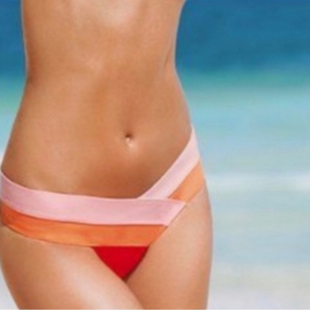 Hot Tuna Bandage Bikini Bottom‎ Red Pink Orange Size Medium New
